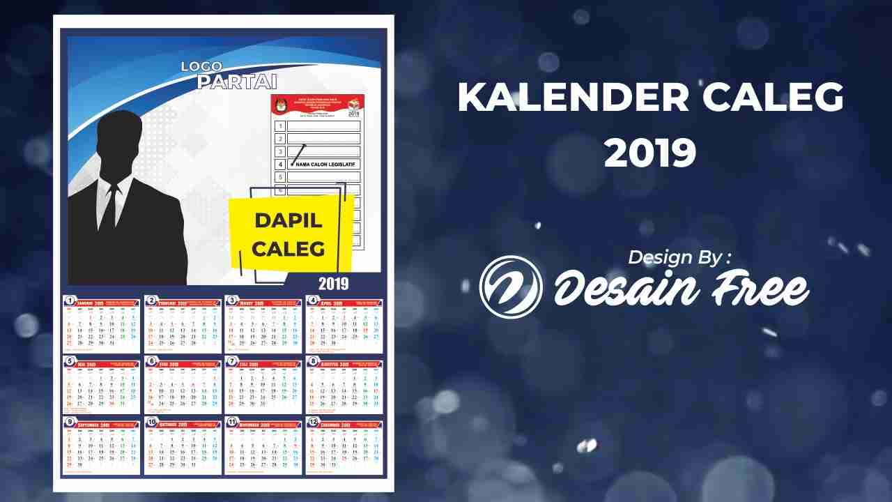 Desain Kalender Caleg 2019 Modern Format CorelDRAW Free