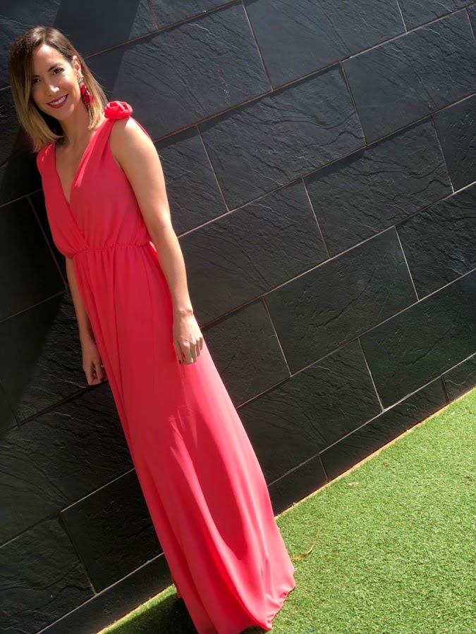 Fitness And Chicness-Vestido Largo Coral y Pendientes-Vestido y Tacon-10