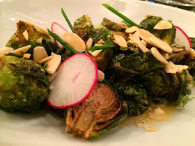 Brussels sprouts, radish, almonds, and more at the Fountain Lounge