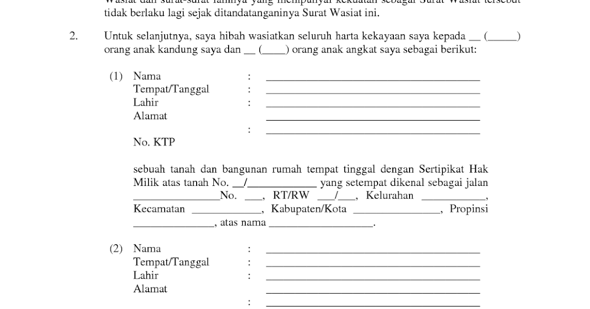 Contoh Surat Wasiat Kematian Informasi Seputar Dunia