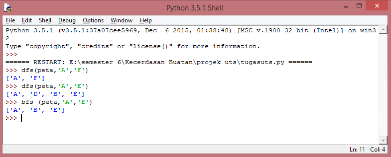 program pencarian lokasi dengan DFS dan BFS menggunakan Python