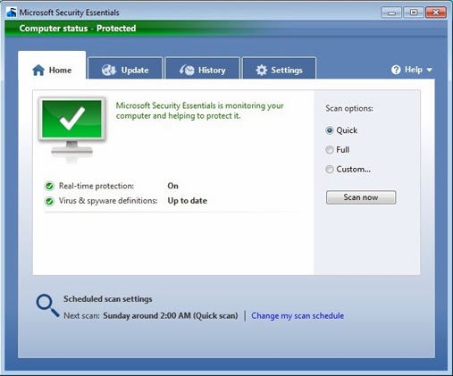 Cara mengunduh secara manual update definisi terbaru untuk Microsoft Security Essentials