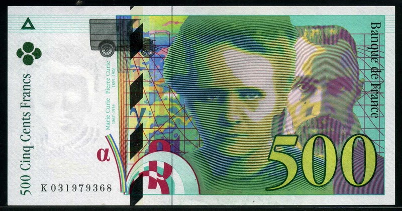 France banknotes 500 French Francs banknote of 1995 Pierre and Marie