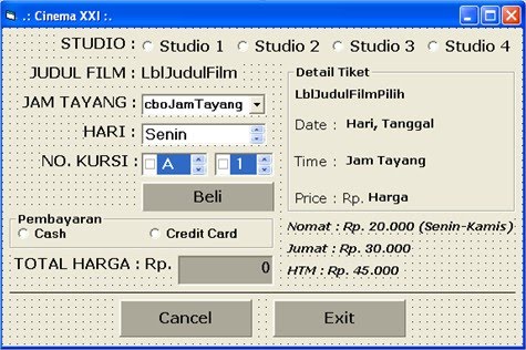 cara memesan tiket bioskop 21