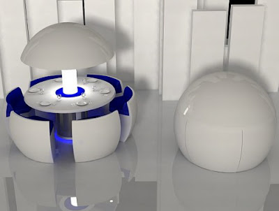Mesa modelada en 3D co estilo futurista