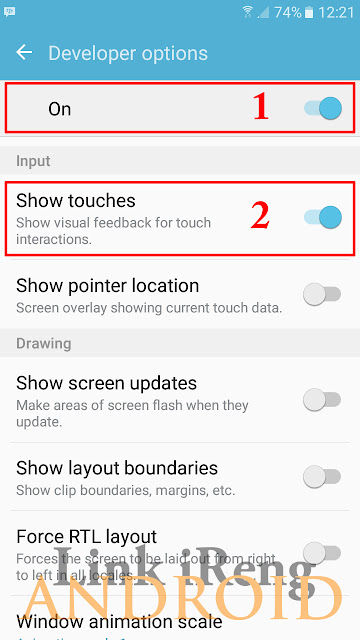 show touches menampilkan touch pointer