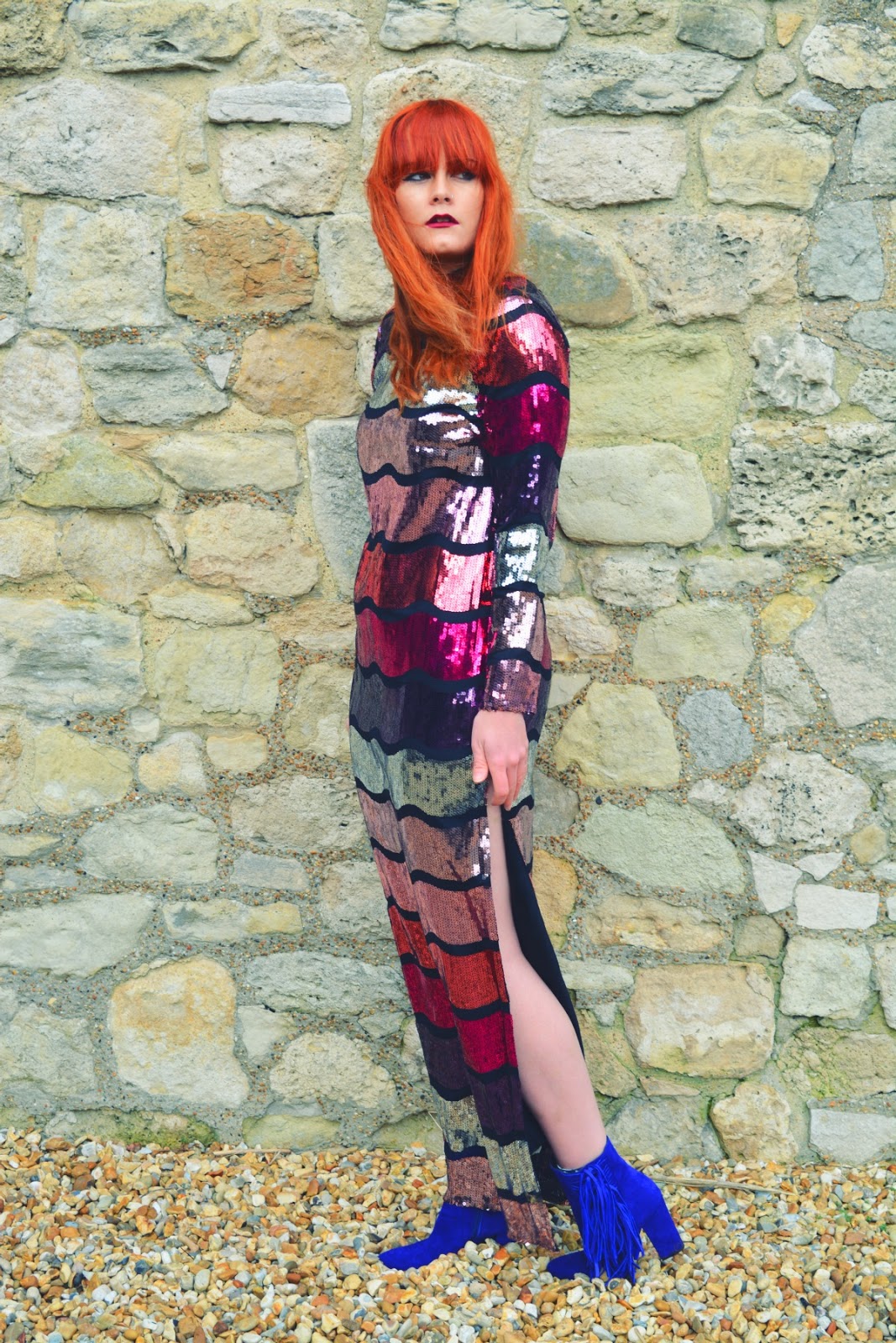 ASOS Sequin Maxi Dress Fashion Blogger Ginger Hair