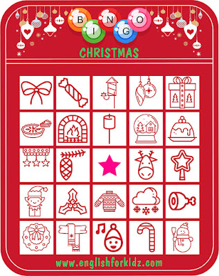 Printable Christmas bingo for ESL