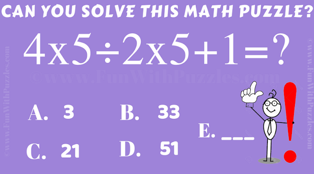 4x5÷2x5+1=?. Can you solve this Brain Question of Math for Kids?