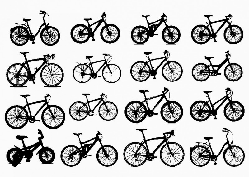 tipos de bicicleta, paseo, montaña, carretera, hibrida