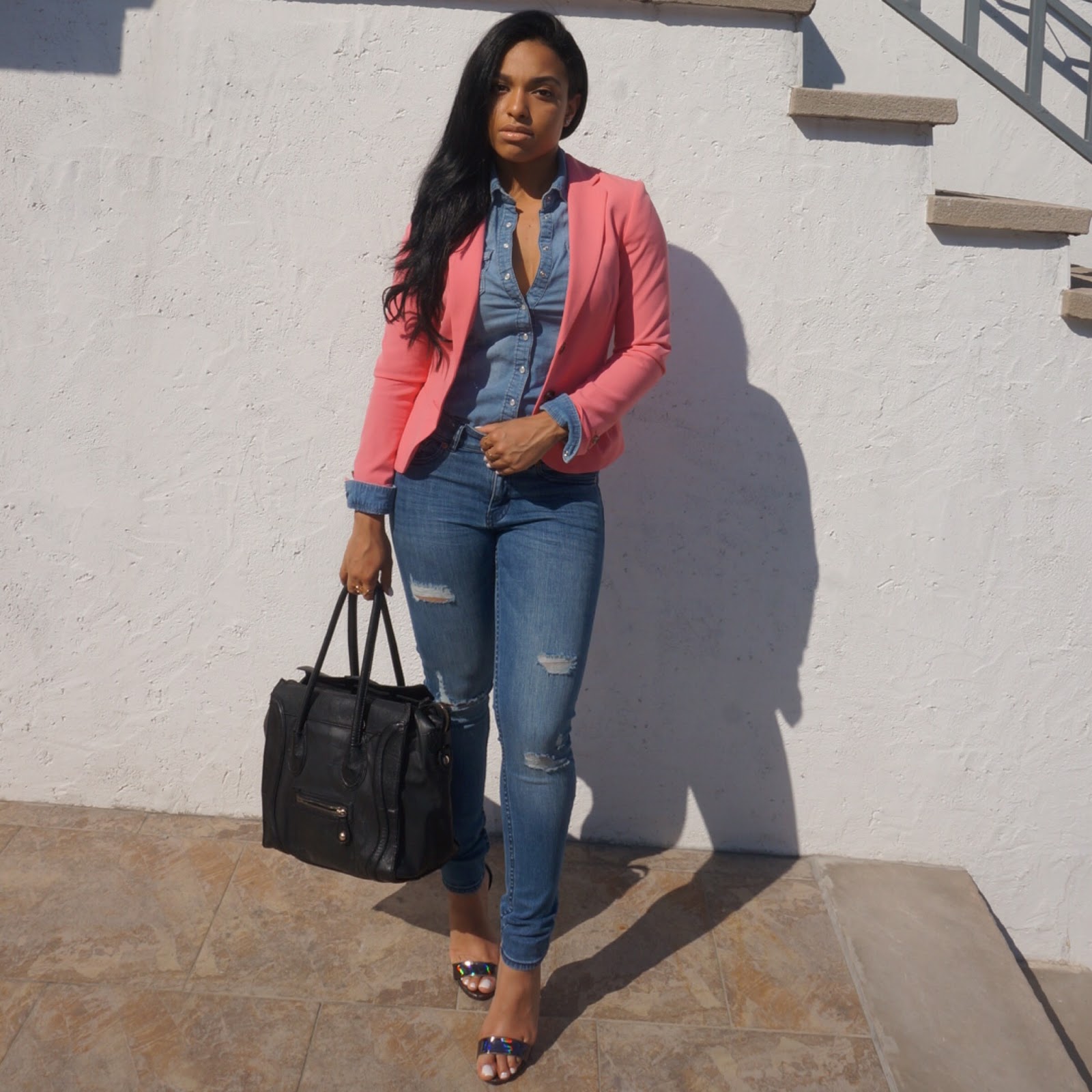Love,Flaws and All by Luna: Denim on Denim with a pop of color