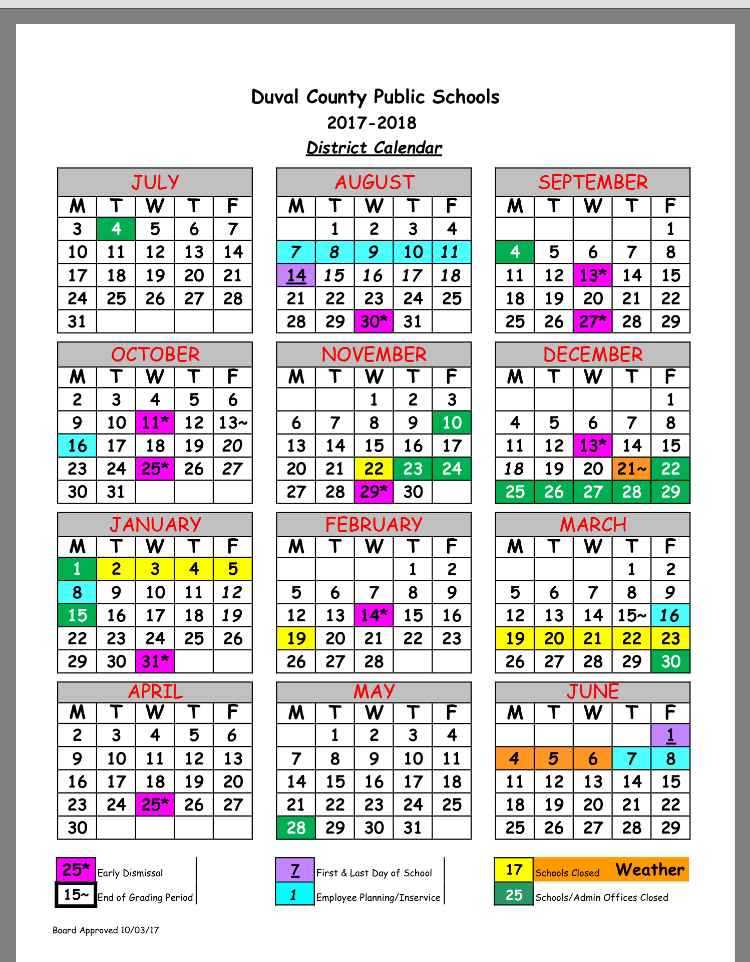 Mrs. Jenkins' News Duval County Public Schools updated calendar