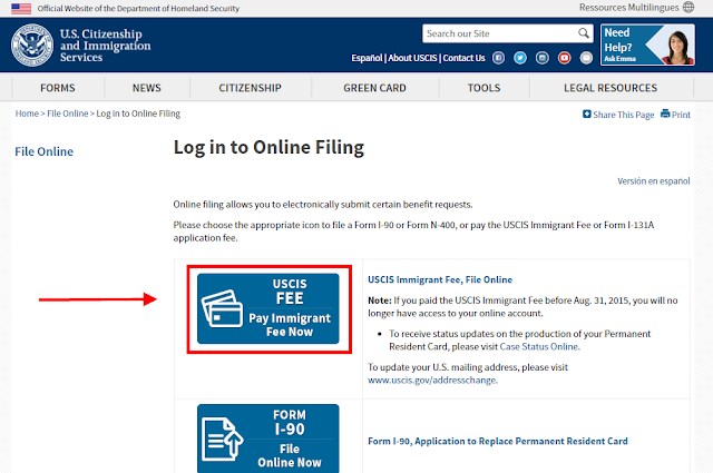 خطوات دفع رسوم الجرين كارد USCIS - Green Card pay immigrant visa fee