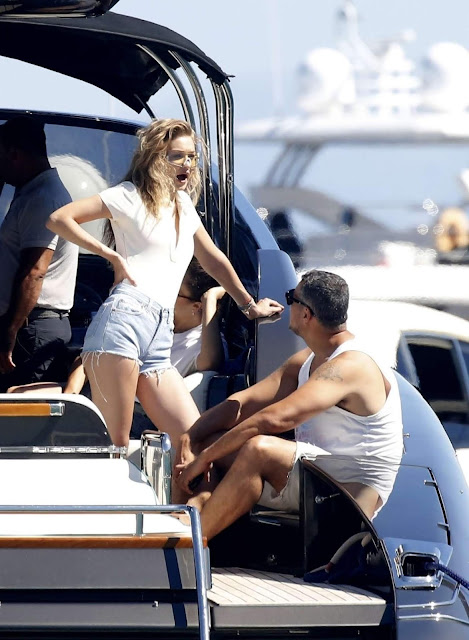 Gigi Hadid in Pink Bikini on a boat in Mykonos - Indian Models & Actress