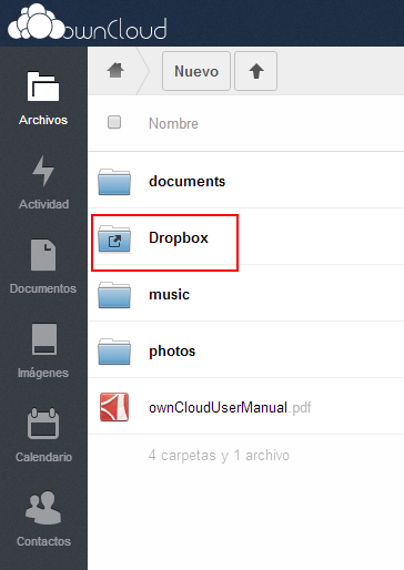 Dropbox desde ownCloud.