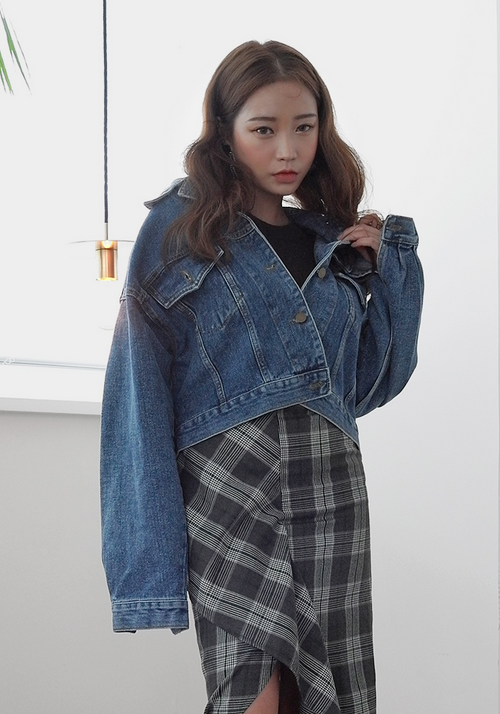 [Stylenanda] Extended Sleeve Denim Jacket KSTYLICK Latest Korean