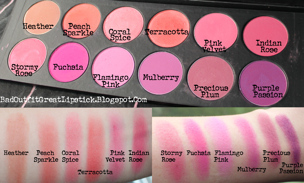 Bad Outfit, Great Lipstick La Femme blush palette Swatches