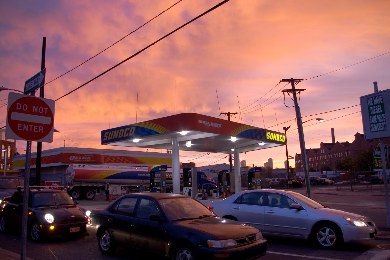 NEW SAVANNA Sunrise over a Jersey City gas station