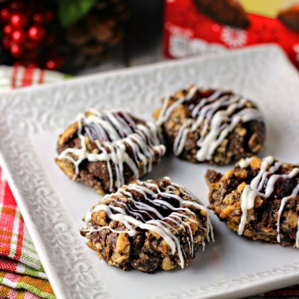 Cocoa Almond Thumbprint Cookies | Renee's Kitchen Adventures  Double cocoa goodness in a delicious almond thumbprint cookie #gonutsfornuts #shop