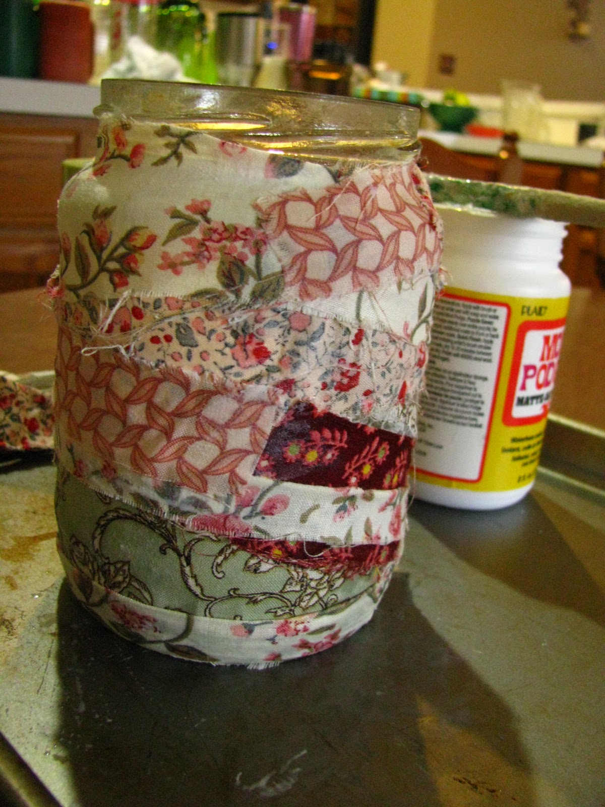 The Cannary Family Modge podge fabric "vase"