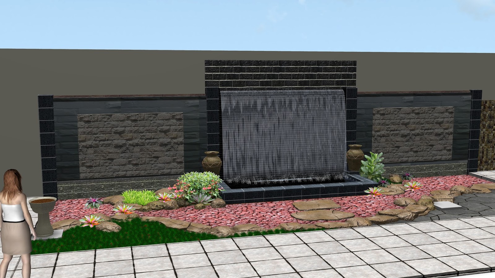 DESAIN WATER WALL DAN KOLAM KOI