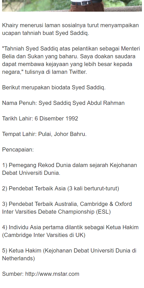 Syed Saddiq Catat Sejarah Menteri Termuda Negara Syed Saddiq Catat Sejarah Menteri Termuda Negara