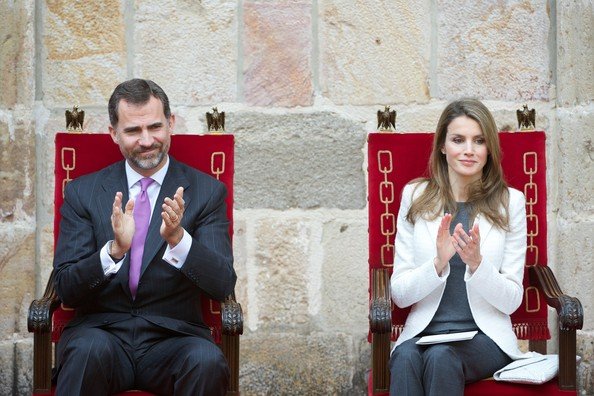 Prince Felipe and Princess Letizia attended the Principe de Viana 2013 award at San Salvador de Leyre Monastery