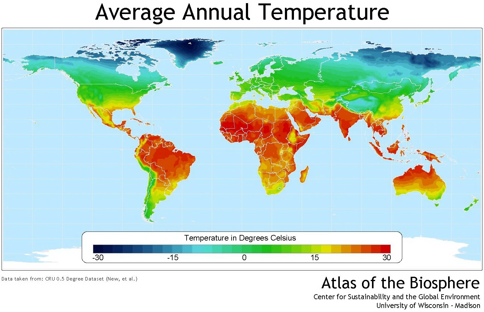 Global average annual temperature