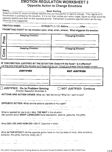 Healing From BPD  Borderline Personality Disorder Blog: Emotion Regulation Worksheet 2 with 