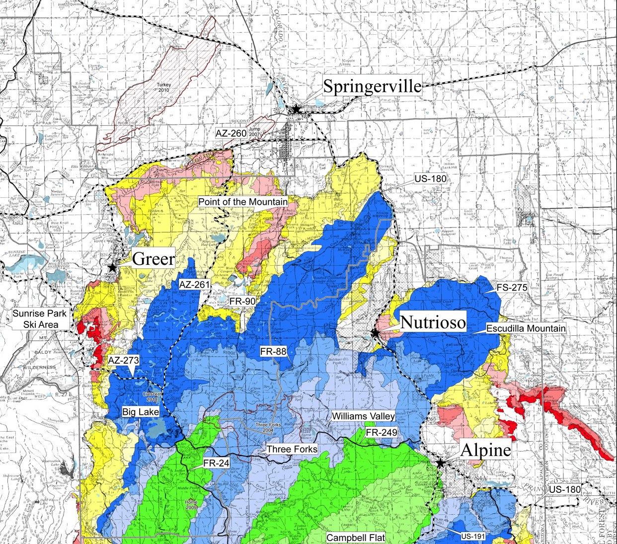 Walking Arizona Updated Fire Map for the Wallow Fire