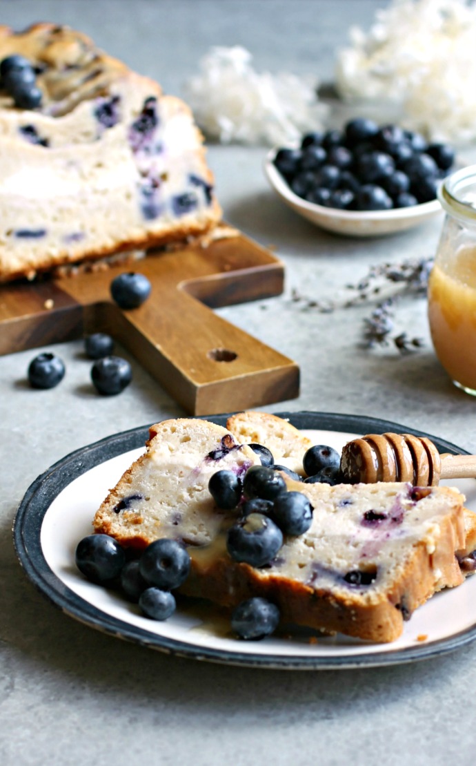 Hungry Couple Honey Blueberry Bread with Cream Cheese Swirl