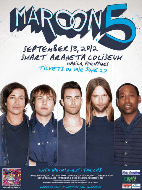 Ticket Prices Details Maroon 5 in Manila 2012
