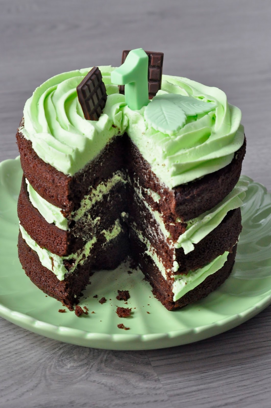 Un Delfín en mi Cocina LayerCake de Chocolate y Menta (¡para celebrar el primer cumpleblog!)