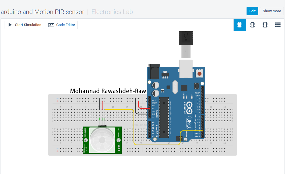 Arduino and PIR Motion sensor simulation - M.B Raw