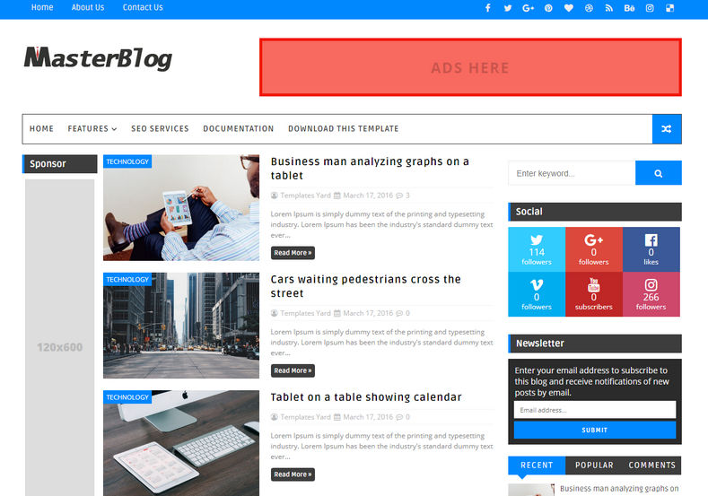 master blog blogger template