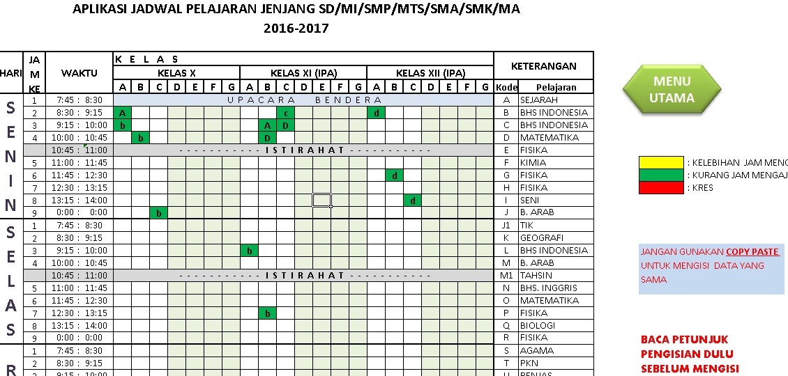 Aplikasi Jadwal Pelajaran Otomatis Anti Bentrok 2016/2017