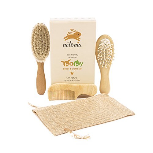 wooden baby brush and comb set