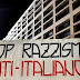 Stop razzismo anti-italiano: lo striscione di Forza Nuova fuori al tribunale di Rimini