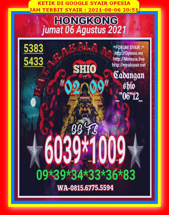 Syair Harian Hk 6 Agustus 2021 Kode Syair Sgp Hk Sd Motesia