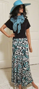 Abstract Turquose Animal Print Maxi skirt