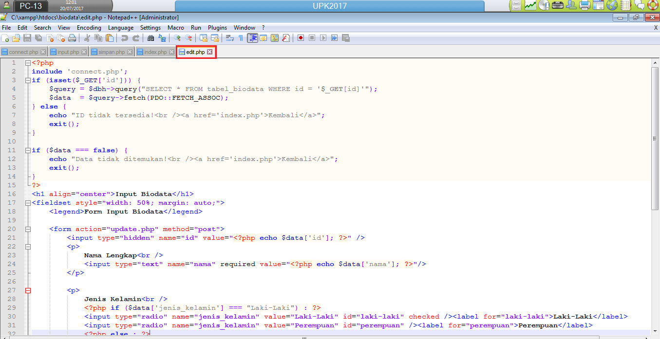 TUTORIAL MEMBUAT FORM BIODATA SEDERHANA (Input, Edit, Delete)