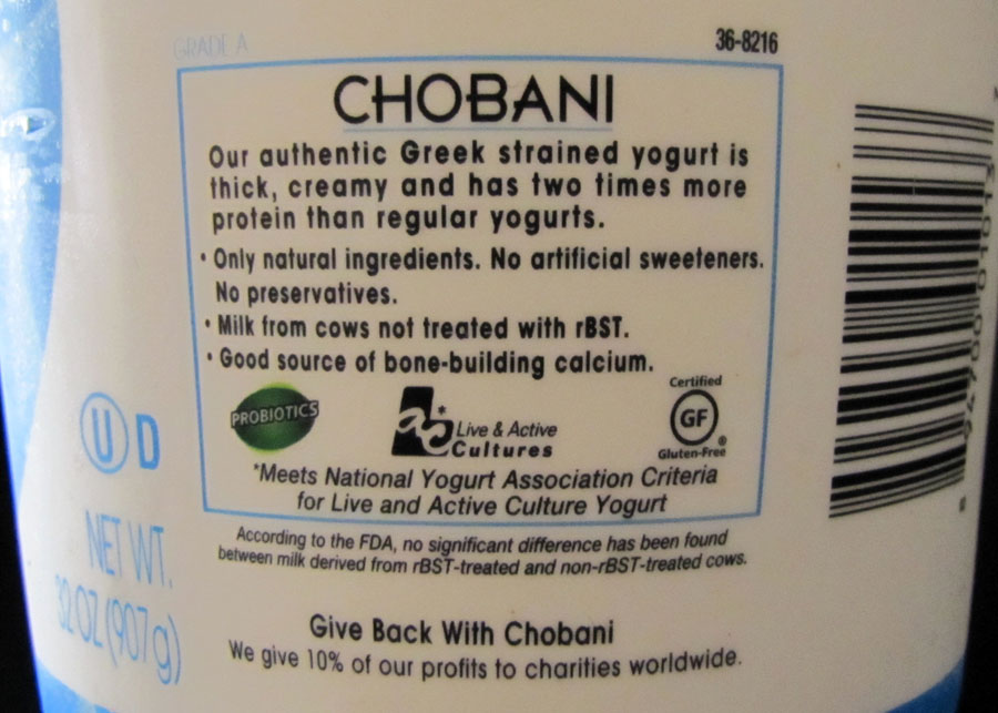 Smells Like Food in Here Chobani Plain Greek Yogurt
