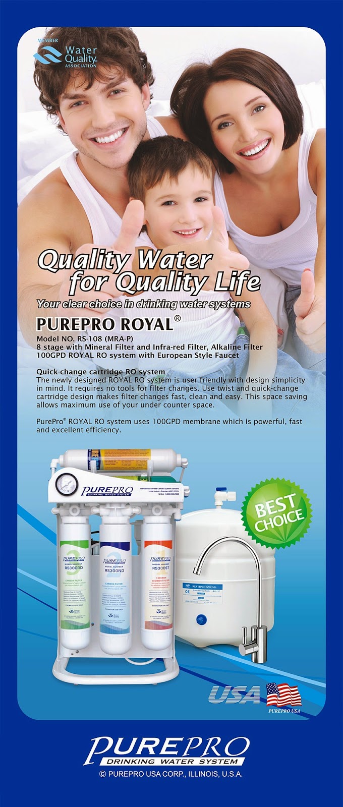 PurePro Royal ®  RS-108  Reverse Osmosis Water Purification System