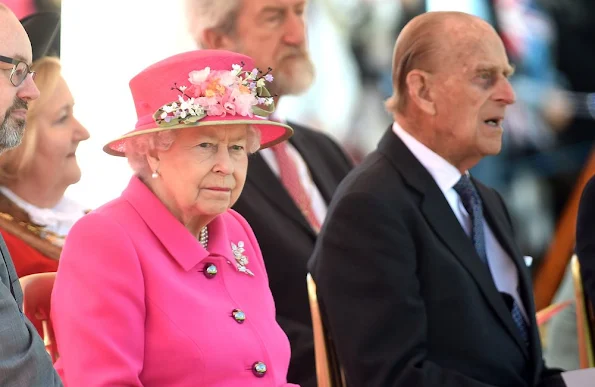 Queen Elizabeth II and Prince Philip, Duke of Edinburgh open the new Bandstand at Alexandra Gardens in Windsor.