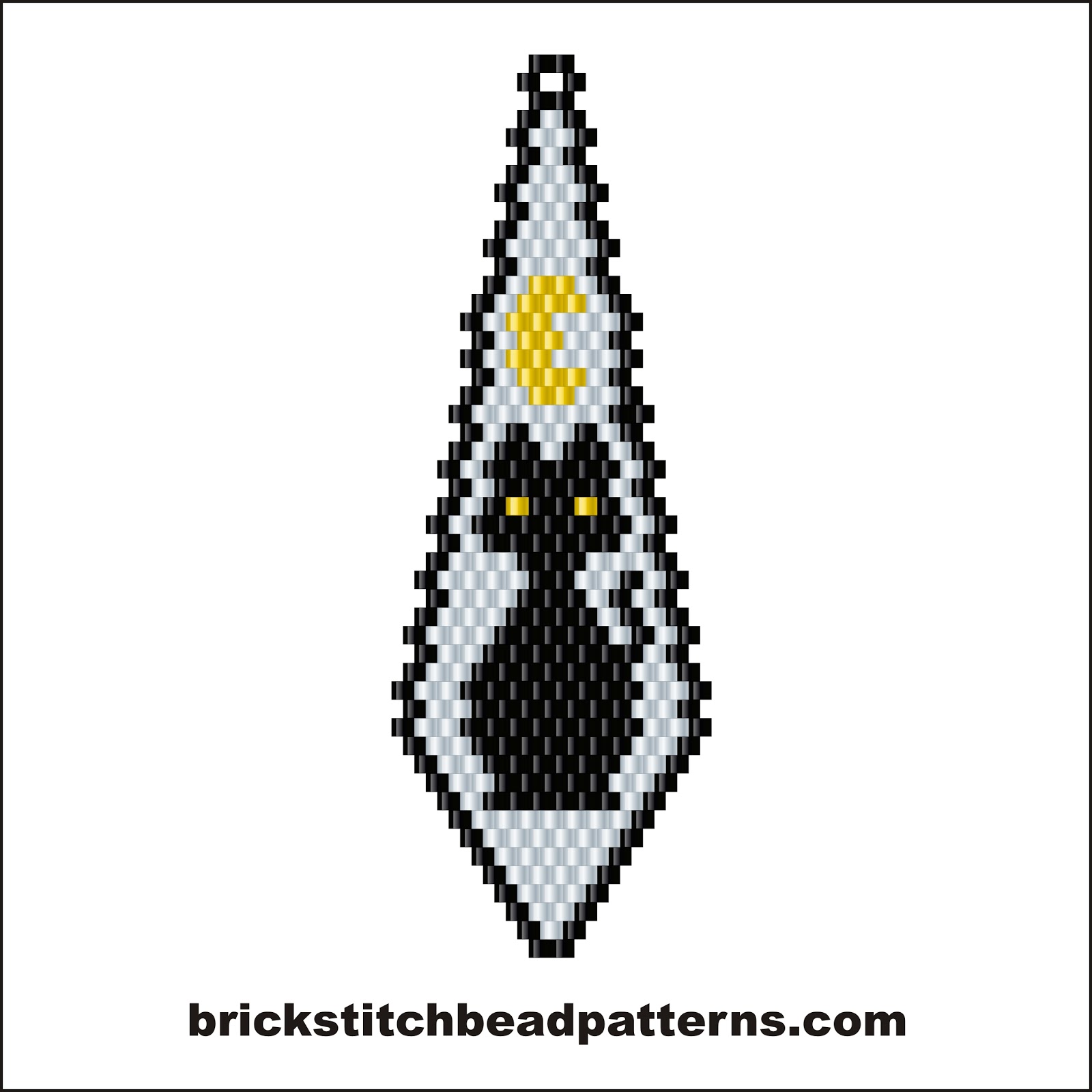 Brick stitch pattern Halloween Ornament pattern Vamp-purr Beaded patterns Black Cat Vampire Beading pattern Beaded brooch necklace pdf file