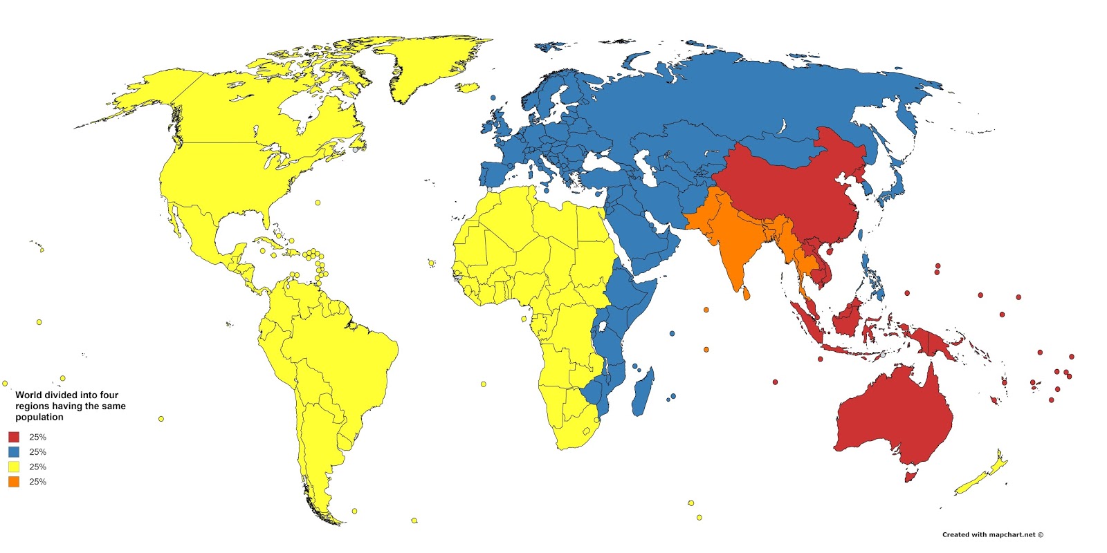 World Population Divided Into 4 Regions With The Same Population world-population-divided-into-4-regions-with-the-same-population
