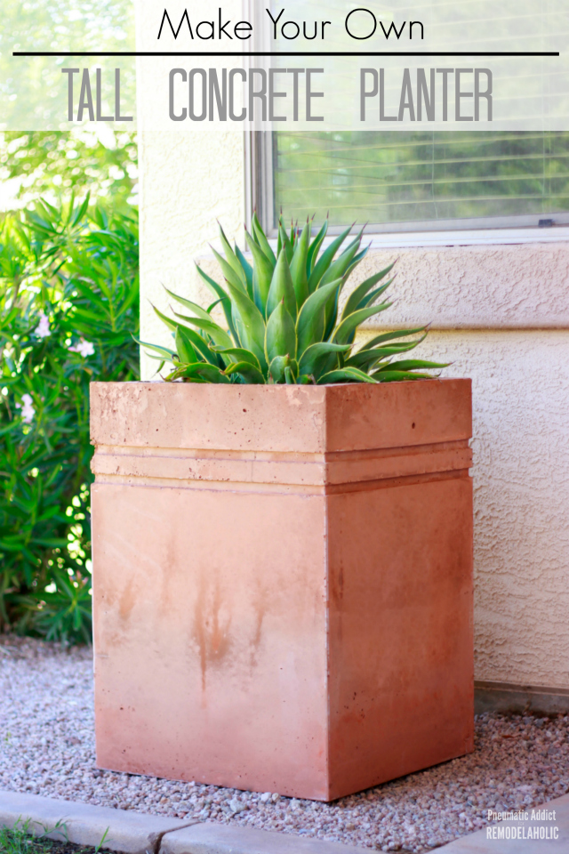 Lean how to make your own tall, decorative concrete planter.