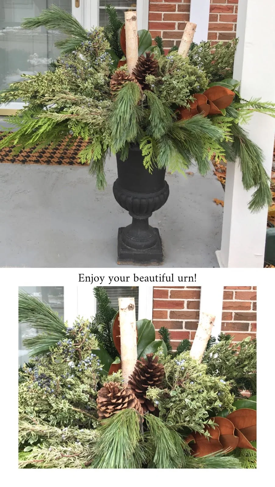 DIY Christmas urn, Christmas urn filler, outdoor christmas urns