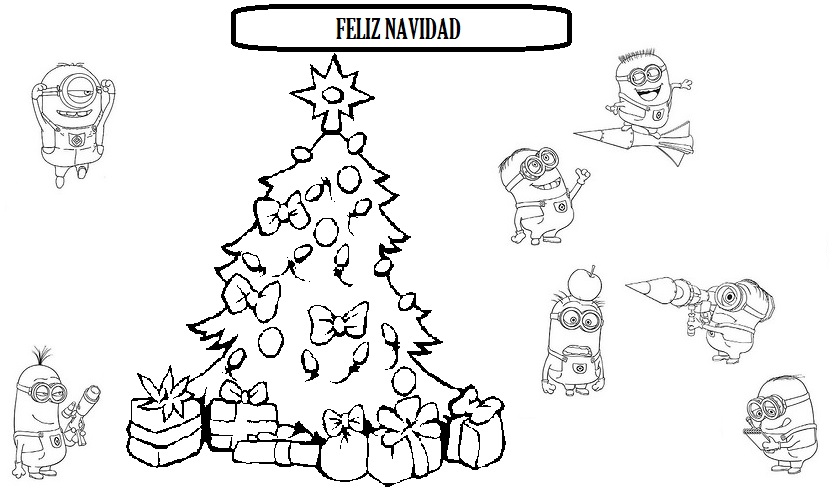 Patricienta y sus mikos: MINIONS EN NAVIDAD PARA COLOREAR