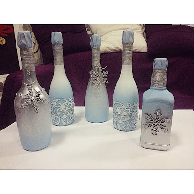 Upcycled Wine Bottles K'Mich Weddings - wedding planning - frosted bottles as centerpieces - wedding ideas blog by K'Mich - wedding planning services in Philadelphia PA